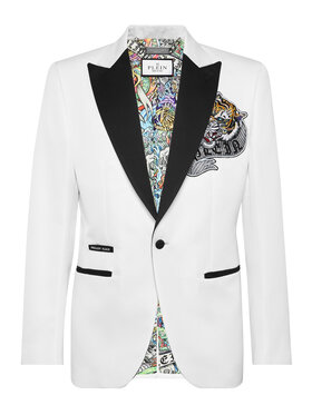 PHILIPP PLEIN PHILIPP PLEIN Marynarka 9679 Biały Fitted Fit