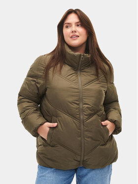 Zizzi Zizzi Пухено яке CA61180A Кафяв Regular Fit