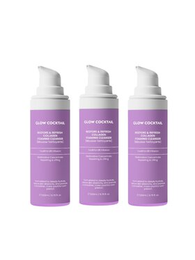 Glow Cocktail Glow Cocktail 3 x Restore & Refresh Collagen Foaming Cleanser 200 ml Zestaw do pielęgnacji skóry