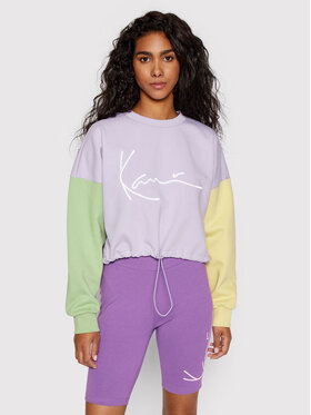Karl Kani Karl Kani Mikina Signature Block Crew 6120016 Fialová Cropped Fit