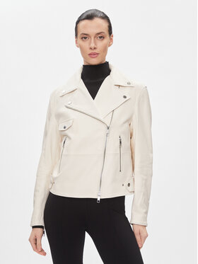 BOSS Boss Кожено тип рокерско яке Sajina 50505622 Бежов Slim Fit