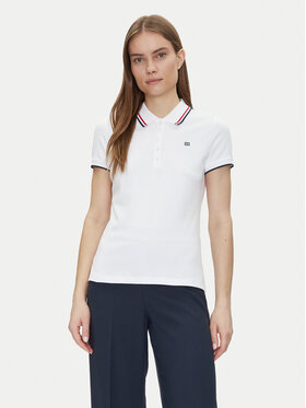 Tommy Hilfiger Tommy Hilfiger Polokošile Feminine Sporty Slim Polo Ss WW0WW44517 Bílá Regular Fit