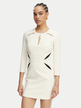 Elisabetta Franchi Elisabetta Franchi Sukienka koktajlowa AB-868-61E2-V390 Kremowy Slim Fit