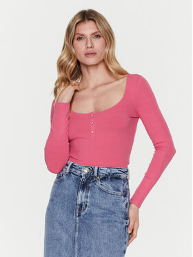 Guess Guess Bluzka Karlee W2YP46 KBCO2 Różowy Slim Fit