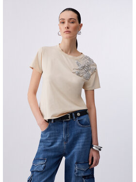 Liu Jo Liu Jo T-Shirt CA6010J3868L9089 Beżowy Regular Fit