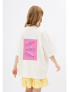 Mirons Mirons T-Shirt Print Biały Oversize
