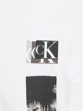 Calvin Klein Jeans T-shirt Glitched Monogram IB0IB01767 Bijela Regular Fit