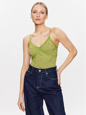 BDG Urban Outfitters BDG Urban Outfitters Marškinėliai BDG SEAMLESS CROSS LACE 76466762 Žalia Slim Fit