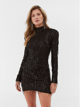 ROTATE ROTATE Kokteiļkleita Sequin 111628100 Melns Slim Fit