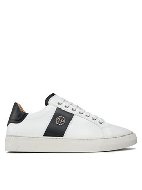 PHILIPP PLEIN PHILIPP PLEIN Sneakersy Leather Lo-Top Sneakers Hexagon AACS MSC3905 PLE075N Biela