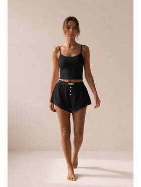 MissDenim MissDenim Szorty piżamowe Spodenki do spania Czarny Flare Fit