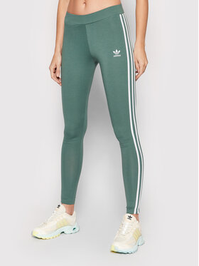 adidas adidas Legginsy 3 Stripes HE0405 Zielony Slim Fit