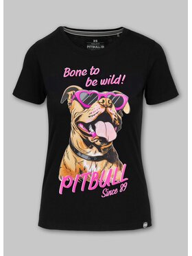 PITBULL PITBULL T-Shirt Koszulka damska SUNGLASSES DOG XL Czarny Regular Fit