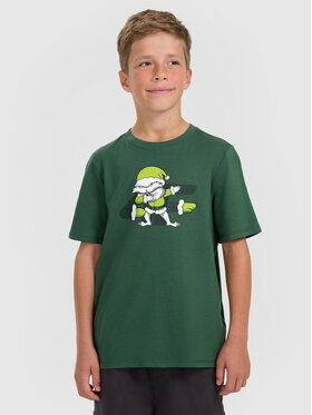 4F 4F T-Shirt CHRISTMAS DROP Zielony ciemny Regular Fit