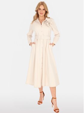 Perso Perso Sukienka letnia RBE254085F Beżowy Regular Fit