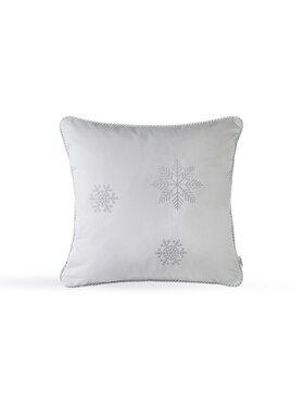 Doram design Doram design Poduszka dekoracyjna Welurowa srebrna poduszka zimowa Snowflake V 45x45cm Szary