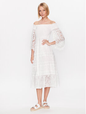 Iconique Iconique Лятна рокля IC23 018 Бял Regular Fit