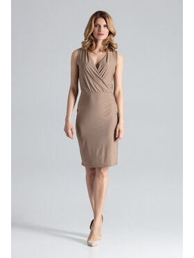 FIGL FIGL Šaty M135 Béžová Slim Fit