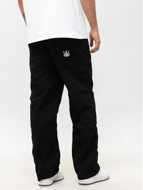 Jigga Wear Jigga Wear Jeansy Luźne szerokie Klasyczne dżinsy Korona na gumce 131183 Czarny Baggy Fit