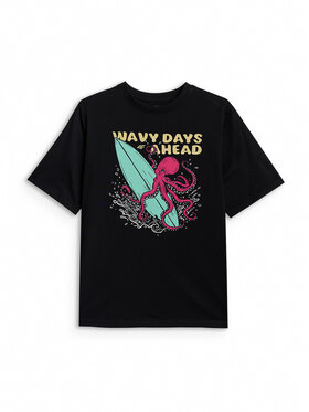 4F 4F T-Shirt WAVE RIDERS CLUB Czarny Loose Fit