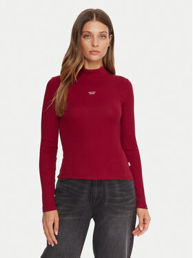 Guess Jeans Guess Jeans Bluză cu gât W5BP23 KA0H1 Roșu Slim Fit