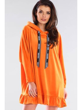 Awama Awama Sukienka dzianinowa A419 Pomarańczowy Basic Fit