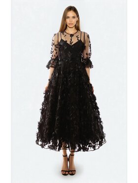MATSOUR'I MATSOUR'I Sukienka elegancka Franceska Midi Czarny A-Line Fit