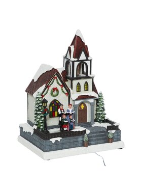 MIAhome MIAhome Figurka scenka LED 30x23x18 cm z kościołem KYRKA Kolorowy