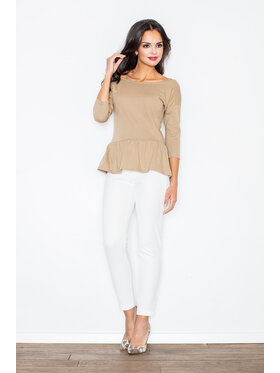 FIGL FIGL Bluzka M233 Beżowy Regular Fit