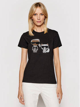 KARL LAGERFELD KARL LAGERFELD T-shirt Ikonik Rhinestone 210W1725 Noir Regular Fit