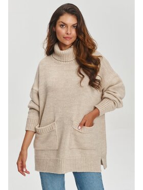 Makadamia Makadamia Sweter S155 Beżowy Oversize