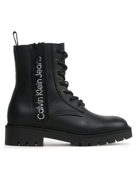Calvin Klein Jeans Calvin Klein Jeans Botki Combat Mid Laceup Zip Wn YW0YW01035 Czarny