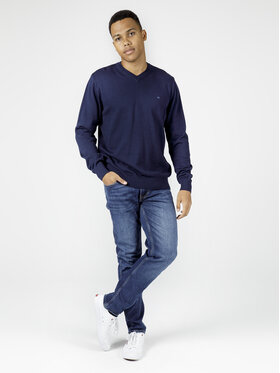Cross Jeans Cross Jeans Sweter 34157-001 Granatowy V-Neck Fit