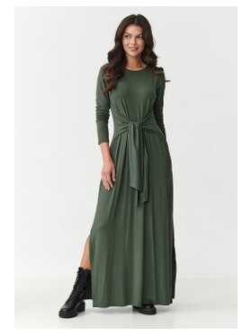 Makadamia Makadamia Sukienka dzianinowa M894 Khaki A-Line Fit