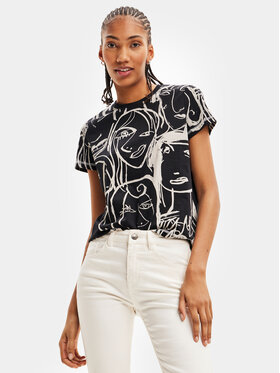 Desigual Desigual Marškinėliai 23WWTK11 Juoda Regular Fit