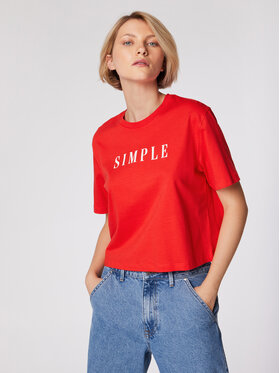 Simple Simple T-Shirt TSD501 Κόκκινο Cropped Fit