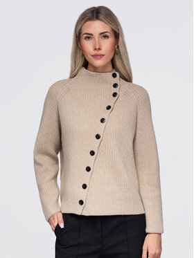 Ombre Ombre Sweter OW-SW-E0014 Beżowy Regular Fit
