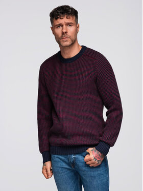 Ombre Ombre Sweter OM-SWSW-0122 Czerwony Regular Fit