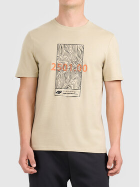 4F 4F T-Shirt 4FWAW26TTSHM3571-83S Beżowy Active Fit