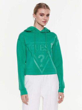 Guess Guess Džemperis ar kapuci New Alisa V2YQ08 K7UW2 Zaļš Regular Fit