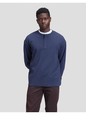 Lee Lee T-Shirt LS HENLEY Niebieski Slim Fit