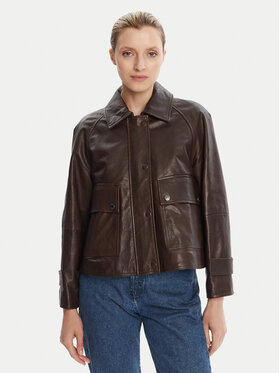 Weekend Max Mara Weekend Max Mara Kurtka skórzana Berbice 2525446021 Brązowy Regular Fit