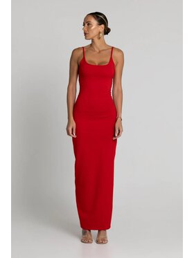 Chiara Wear Chiara Wear Sukienka codzienna Sukienka maxi ramiączka SPAGHETTI Czerwony Slim Fit