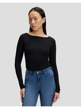 Lee Lee T-Shirt LS BOAT NECK TEE Czarny Slim Fit