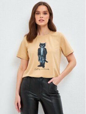 CAT by maniita lacitta CAT by maniita lacitta T-Shirt Printed T-shirt Beżowy Regular Fit