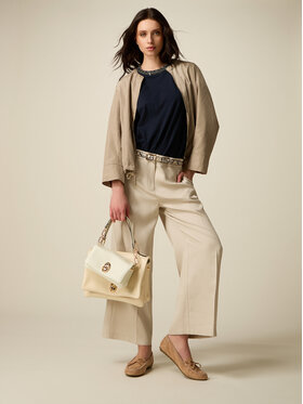 Oltre Oltre Spodnie materiałowe P03JR109363N021 Kremowy Baggy Fit