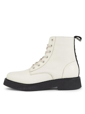 Tommy Jeans Škornji Tjw Lace Up Flat Boot EN0EN02310 Écru