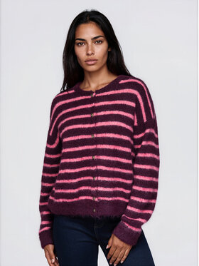 Ombre Ombre Kardigan OW-SW-E0052 Bordowy Relaxed Fit