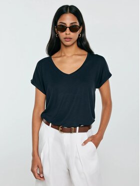 BIG STAR BIG STAR T-Shirt VALERIA_403_150 Granatowy Basic Fit