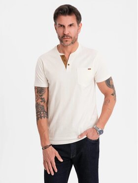 Ombre Ombre T-Shirt OM-TSCT-0206 Biały Regular Fit